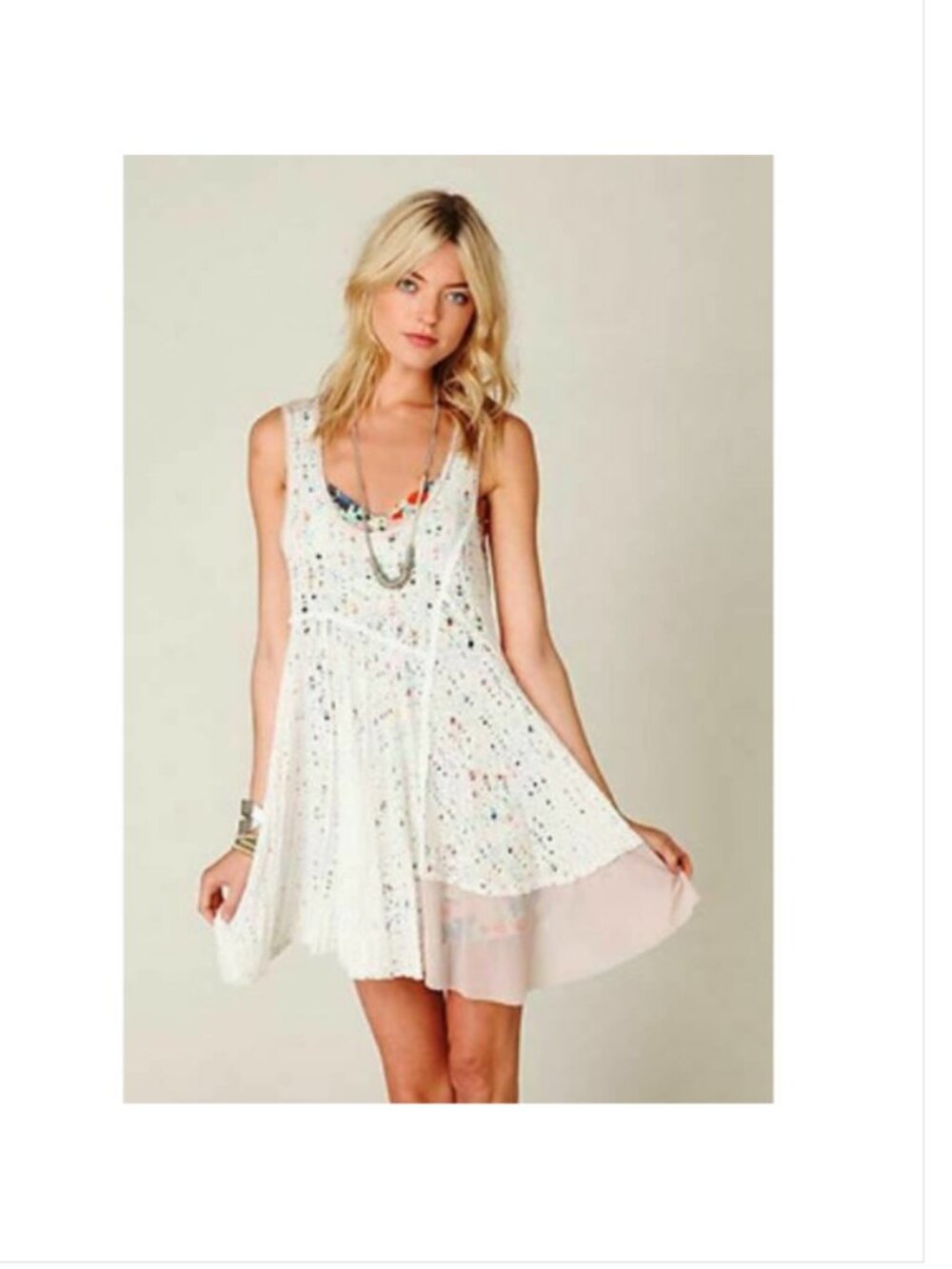 Free People Luscious Lagoon White Lace Slip Mini Dress ASO